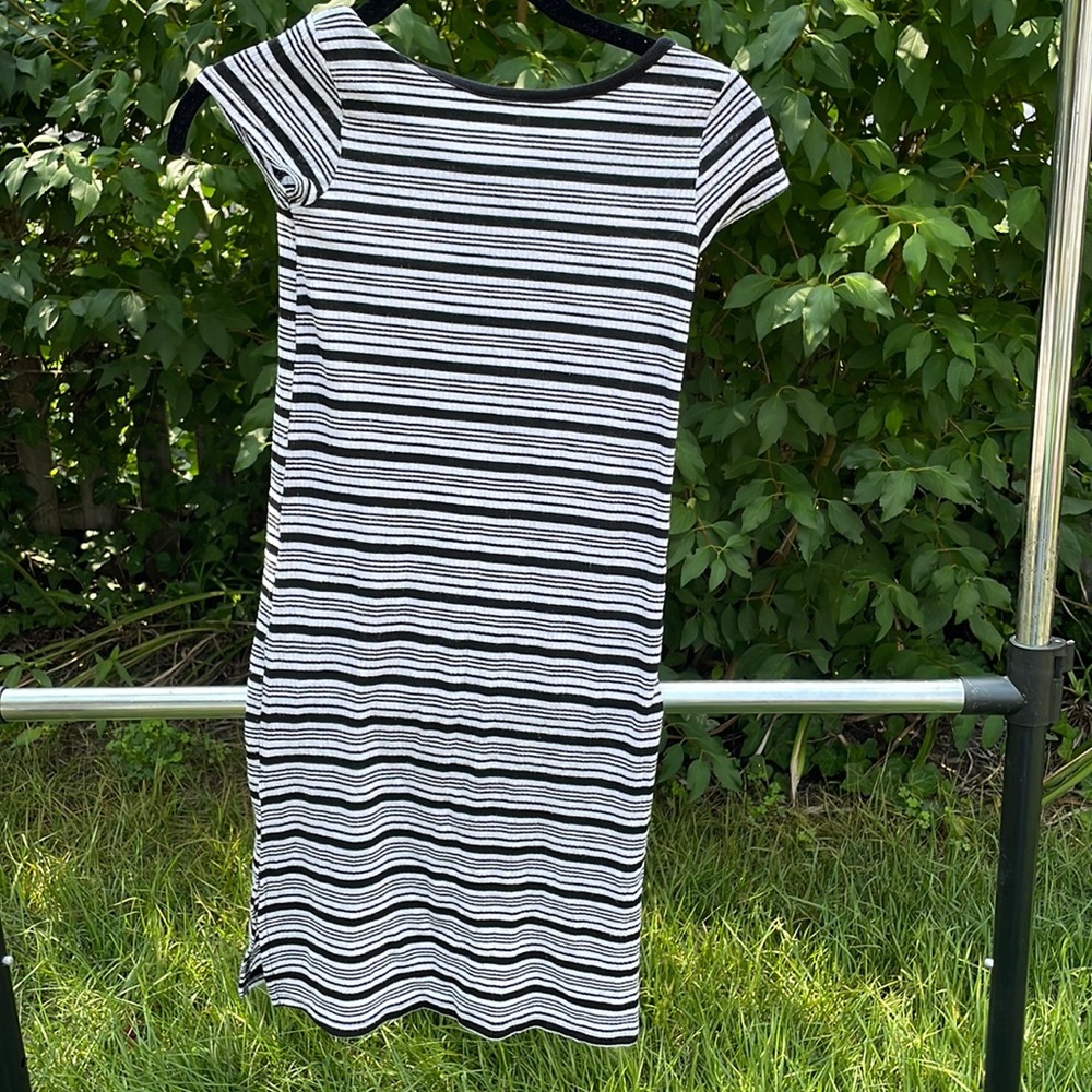 Black and white striped dress